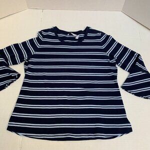 Isaac Mizrahi Womens Size XL Blue Striped Pullover